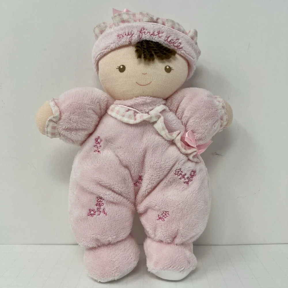Carters Just One Year My First Doll Pink Plush Baby Rattle Soft‎ nursery Toy 8